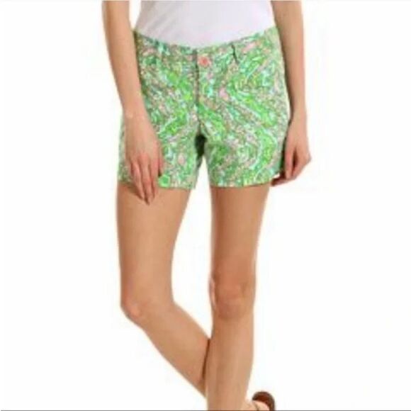 Lilly Pulitzer Callahan Shorts Women's Size 6 Chomp Chomp Alligator Pink & Green - Picture 2 of 13